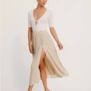 Reformation Verona Skirt Tan with Buttons